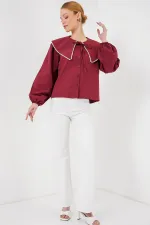 Kadın Bebe Yaka Gömlek 20314 - Bordo