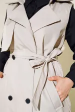 5911 Double-Breasted Trench Coat Vest - Beige