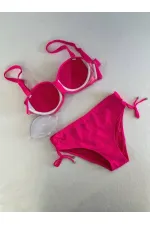 Women's Fuchsia Stone Embroidered Lined Bikini Set HZL25S-LC3361