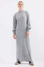 Robe longue en maille 15839 - Grise