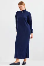 Robe longue en maille 15839 - Bleu marine foncé