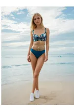 Women's Turquoise Patterned High Waist Lined Bikini Set HZL25S-LC24200-1