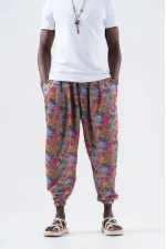Pantalon de jogging ample à motifs multicolores pour homme, taille et jambe élastiques, HZL24S-MXC8989-66