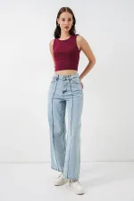 Women's High-Waisted Jeans 30082 - Blue