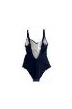 Maillot de bain femme bleu marine à motif feuilles tropicales HZL25S-LC0046