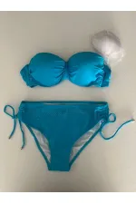 Women's Blue Stone Embroidered Lined Bikini Set HZL25S-LC3361