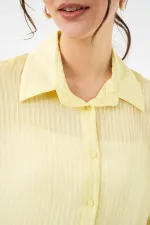 Kadın Uzun Oversize Gömlek 20320 - Sarı