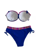 Ensemble bikini doublé à motifs ethniques bleu saxon rose pour femme HZL25S-LC22626