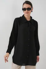 Fırfırlı Uzun Gömlek Tunik 5952 - Siyah