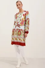 Robe à motifs ceinturée 5902 - Bordeaux