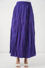 Jupe longue froissée pour femme 8042 - Violet