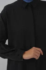 Women's Long Shirt Tunic 5945 - Black