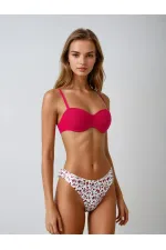 Kadın Mürdüm Beyaz Çiçek Desenli Bikini Takım HZL25S-LC211