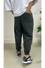 Pantalon de jogging ample fumé pour homme, taille et jambe élastiques, HZL24S-MXC8989-342