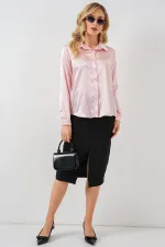 Chemise en satin légèrement drapée rose (réf. 3964)