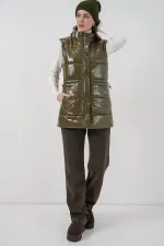 Kadın Parlak Şişme Yelek 5218 - Haki