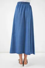 Kadın Denim Beli Lastikli Uzun Kot Etek HZL26W-BD180621