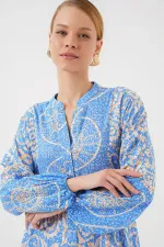 Robe hijab à motifs authentiques 2423 - Bleu clair