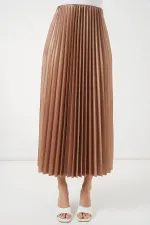 Jupe plissée aspect cuir 8009 - Camel