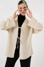 Keten Tesettür Kimono 5968 - Krem