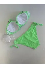 Kadın Yeşil Taş İşlemeli 3 Parça Bikini Takım HZL25S-LC3315