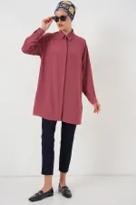 Kadın Uzun Gömlek Tunik 5945 - Gül Kurusu