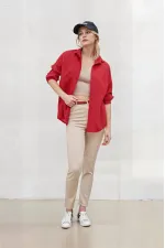 Chemise longue oversize basique à fleurs de grenade pour femme HZL22W-BD139001