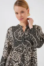 Robe hijab à motifs authentiques 2423 - Noir 9