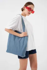 Kadın Mavi Kot Kumaş Cepsiz Omuz Çanta HZL25S-BD10231