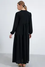 Robe hijab longue noire en maille pour femme 2482