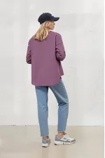 Kadın Koyu Lila Oversize Uzun Basic Gömlek HZL22W-BD139001