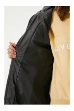 Kadın Siyah Kapşonlu Uzun Oversize Şişme Mont HZL22W-BD151201