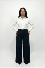 Women's Black Plus Size Shaping Palazzo Pants HZL26S-ZSS120211