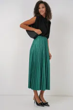 Jupe plissée aspect cuir 8009 - Verte