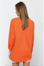 Kadın Oranj Oversize Uzun Basic Gömlek HZL22W-BD139001