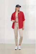 Chemise longue oversize basique à fleurs de grenade pour femme HZL22W-BD139001