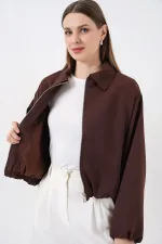 Women's Oversize Zip-Up Jacket 0735 - Brown
