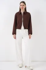 Women's Oversize Zip-Up Jacket 0735 - Brown