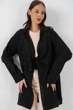 Kadın Salaş Bağcıklı Kimono 5981 - Siyah