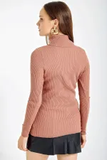 Pull col roulé côtelé Powder pour femme HZL22W-BD1445001