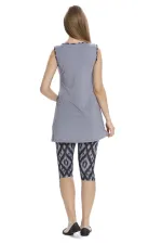 Maillot de bain semi-couvrant sans manches gris noir pour femme HZL25S-AR3151/13