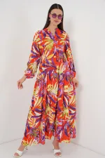 Robe hijab à motifs authentiques 2423 - B.Lila