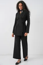 Women's Kimono Pants Fabric Set 30054 - Black