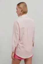 Women's Powder Oversize Long Basic Shirt HZL22W-BD139001