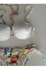 Ensemble bikini doublé brodé de pierres blanches pour femme HZL25S-LC208