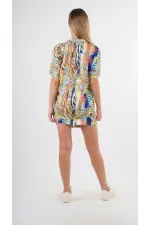 Ensemble haut et bas à motifs bleu marine pour femme HZL24S-YY226