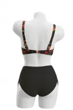 Ensemble bikini grande taille doublé à motif floral noir pour femme HZL26S-LC21202