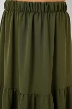 Kadın Haki Beli Lastikli Ayrobin Uzun Etek HZL25S-BD180481