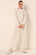 Ensemble deux pièces côtelé 15826 - Écru