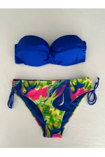 Kadın Saks Mavi Taş İşlemeli Astarlı Bikini Takım HZL25S-LC3334
